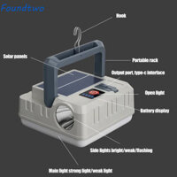 Đèn năng lượng mặt trời FOUNDTWO, có móc nguồn sáng kép Đèn treo ngoài trời, Đèn làm việc Sạc UBS Sạc dự phòng chạy bằng năng lượng mặt trời Đèn pin di động Cắm trại