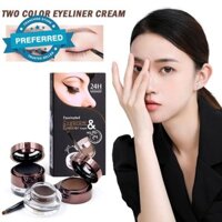[Đen + Nâu] Kem kẻ mắt hai màu Trang điểm mắt lâu trôi Chống thấm nước N4w8
