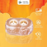 Đèn nến đá muối Himalaya (2 chân cắm), hộp gỗ đóng gói sang trọng - Nhập khẩu Pakistan
