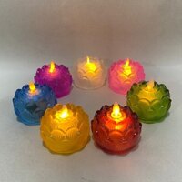 Đèn Nến Điện Hoa Sen Pha Lê Thuỷ Tinh  , Đèn Led Hoa Sen Trang Trí Sử Dụng Pin 2A Size Nhỏ