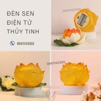 Đèn Nến Điện Tử Hoa sen pha lê dùng trang trí, thờ cúng, Size 10cm 12cm, sử dụng pin