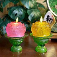 Đèn Nến Lưu Ly Hoa Sen Điện Tử Dùng Pin - Tuệ Nga