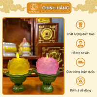 Đèn Nến Lưu Ly Hoa Sen Dùng Pin 2 Màu Vàng, Hồng