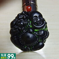 Đen Ngọc Phật Mặt Dây Chuyền Thuốc Vua Đá Bụng Lớn Cười Phật Vòng Cổ Rắn Ngọc Phật