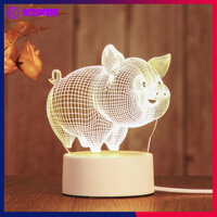 Đèn Ngủ 3D Trang Trí KUNBE Có 3 Chế Độ Ánh Sáng, Nhiều Hình Ngộ Nghĩnh Phù Hợp Decor Quà Tặng - Heo Xinh