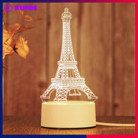 Đèn Ngủ 3D Trang Trí KUNBE Có 3 Chế Độ Ánh Sáng, Nhiều Hình Ngộ Nghĩnh Phù Hợp Decor Quà Tặng - Tháp Eiffel