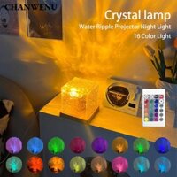Đèn ngủ CHANWENU, với điều khiển từ xa Đèn máy chiếu sóng đại dương Aurora, Đèn pha lê xoay năng động có thể sạc lại USB