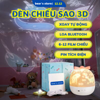 Đèn ngủ chiếu sao 3D, đèn chiếu trần tự động xoay phát nhạc  cho mẹ và bé