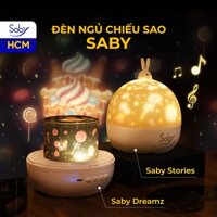 Đèn ngủ chiếu sao Saby hình Ngôi nhà kẹo ngọt phát nhạc loa bluetooth đèn chiếu trần 3D,pin sạc
