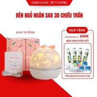 Đèn Ngủ Chiếu Sao Vũ Trụ 3D, Đèn LED 3D Xoay Tự Động Lãng Mạn Kèm 6 Hình Chiếu Cổ Tích, Đại Dương, Sinh Nhật