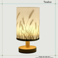Đèn Ngủ Để Bàn Có Điều Chỉnh Độ Sáng Thân Gỗ Chao Tròn Nhiều Họa Tiết