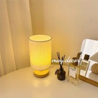 ✙㍿Đèn ngủ để bàn đế gỗ Decor Vintage kèm bóng LED tiết kiệm điện - may.decor