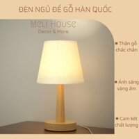 Đèn Ngủ Để Bàn Đế Gỗ Phong Cách Hàn Quốc Decor