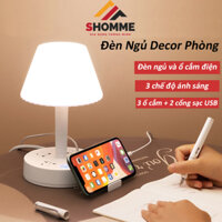 Đèn ngủ để bàn decor phòng kiêm ổ cắm điện mini,đèn để bàn học chống cận điều chỉnh độ sáng có cổng sạc nhanh USB