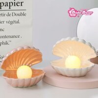 Đèn Ngủ Để Bàn Decor Vỏ Sò Bằng Sứ Cao Cấp Kiêm Khay Đựng Trang Sức Trang Trí Phòng Ngủ,Phòng Khách