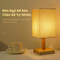 Đèn ngủ để bàn Hàn Quốc chân gỗ tự nhiên, điều chỉnh được độ sáng, Đèn decor phòng ngủ chill, trang trí hometstay