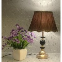 Đèn ngủ để bàn MB5146 Thân thủy tinh, chao vải đỏ mận