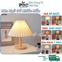 Đèn Ngủ Để Bàn Thân Gỗ Phong Cách Hàn Quốc - Đèn Bàn Phòng Ngủ Cao Cấp Chân Gỗ Tự Nhiên Kèm Bóng LED Tiết Kiệm Điện POC
