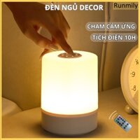Đèn ngủ decor hình trụ để bàn dáng đứng tích điện, đèn docor phòng ngủ chill mini điều khiển từ xa