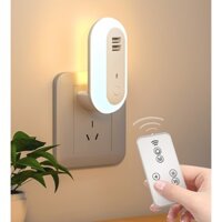 Đèn ngủ điều khiển từ xa có cổng sạc USB tiết kiệm năng lượng bảo vệ mắt