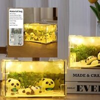 Đèn ngủ gấu trúc ba chiều Handmade hình chữ nhật Rubik 's Cube Gương trang trí Quà tặng cho bé gái