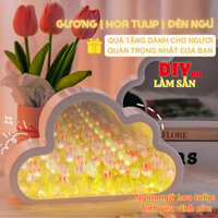 Đèn ngủ Handmade Mint decor Hoa Tulip hình Đám Mây Tráng Gương Quà tặng ý nghĩa sinh nhật