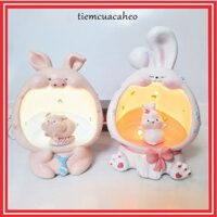 Đèn ngủ hình con heo, thỏ, vịt vàng đeo vương miện, vịt hồng dùng đầu cắm USB, trang trí bàn học, phòng ngủ,làm quà tặng