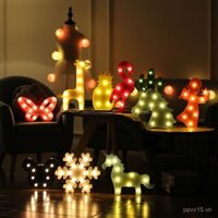 Đèn ngủ hình LED hình xương rồng flamingo bông tuyết, đèn màu sắc, đèn trang trí cây thông Noel, đèn bàn cho trẻ em