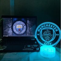 Đèn Ngủ Led 3D Logo CLB Bóng đá Manchester City | 16 Màu + Remote | Đèn Led 3D Manchester City trang trí phòng ngủ