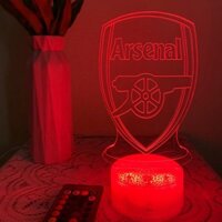 Đèn Ngủ Led 3D Logo CLB Bóng đá Arsenal | 16 Màu + Remote | Đèn Led 3D Arsenal trang trí phòng ngủ, để bàn
