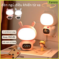 Đèn ngủ led bảo vệ mắt điều khiển từ xa, đồng hồ tích hợp, 3 đèn mẹ, pin faroro 300mAh