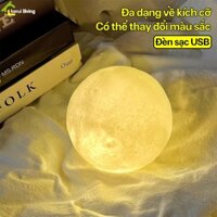 Đèn ngủ LED để bàn mini AIGE, đèn ngủ mặt trawnng 3D làm quà tặng, đèn decor bàn học bàn làm việc