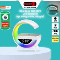 Đèn ngủ led RGB DTLUXURY BT3401/DT08 Đèn để bàn deco tích hợp đồng hồ loa bluetooth nghe nhạc sạc không dây BH 1 năm