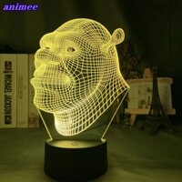 Đèn ngủ LED Shrek Head Hologram 3D Đèn ảo ảnh cho trẻ em Trang trí phòng ngủ trẻ em Bàn chạy bằng pin USB + A + 155