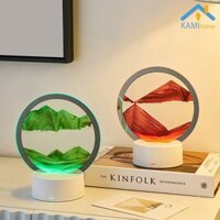 Đèn ngủ led trang trí dạng Tranh cát 3D chuyển động hình tròn 16cm cắm điện USB mã 26026