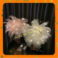 Đèn ngủ lông đà điểu điều chỉnh được ánh sáng và hẹn giờ có củ sạc và dùng được cả pin tiểu, đèn trang trí lông đà điểu