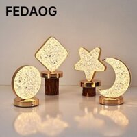 Đèn ngủ mờ FEDAOG, Đèn LED cảm ứng vàng, Sạc USB Đèn mặt trăng sao kim loại Phòng ngủ