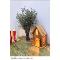 Đèn ngủ mô hình ngôi nhà, chất liệu gỗ tự nhiên sơn bóng PU bền đẹp