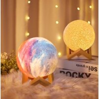 Đèn ngủ Moon Light 3D họa tiết MẶT TRĂNG NGÂN HÀ TÍM kèm chân đế bàng gỗ thông minh ( nhiều size )