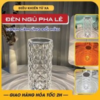 Đèn ngủ pha lê để bàn trang trí Led GRB 16 màu có điều khiển tặng kèm dây sạc USB, đèn bàn decor phòng cảm ứng