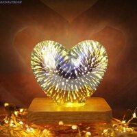 Đèn ngủ pháo hoa 3D RADIANTBEAM, Bầu không khí lãng mạn Đèn bàn trái tim LED đầy màu sắc, Làm mờ ấm áp / Đèn RGB Công tắc nút Đèn khí quyển hình trái tim Ngày lễ tình nhân