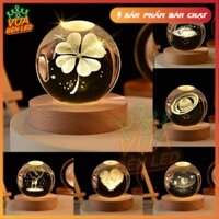 Đèn Ngủ Quả Cầu Pha Lê 3D Phát Sáng, Trang Trí Decor Phòng Ngủ, Làm Quà Tặng