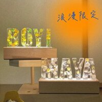 Đèn ngủ theo tên, đèn ngủ handmade, DIY bằng keo resin tặng kèm khuôn, keo, hoa khô-Tinaflower.2021