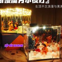 Đèn ngủ tự làm hộp đèn tình yêu tráng gương 2 chiều, quà tặng valentine, sinh nhật cho bạn bè và người thân