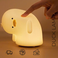 Đèn ngủ vịt vàng nghiêng đầu đèn ngủ để bàn dễ thương cute silicon cảm biến cắm sạc USB quà giáng sinh Noel