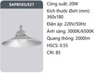 ĐÈN NHÀ XƯỞNG LED 20W ĐUI VẶN E27 DUHAL SAPB505/E27