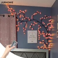 Đèn nhánh hoa anh đào JURHOMIE, Họa tiết hoa anh đào 8 chế độ ánh sáng Đèn nhánh cây LED cho tường, Nguồn USB với đèn Vine từ xa Trang trí vòng hoa