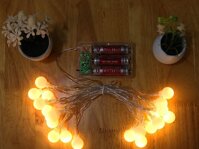 ĐÈN NHÁY LED BÓNG BI TRANG TRÍ NGOÀI TRỜI - DÀI 5M - DÙNG PIN