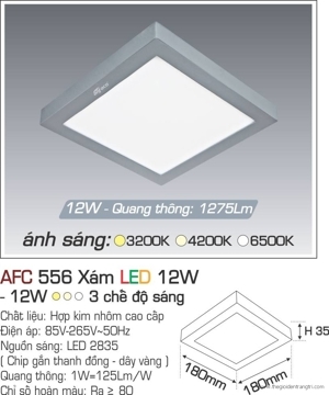 Đèn ốp trần cao cấp 3 chế độ Anfaco AFC 556X 12W 3C