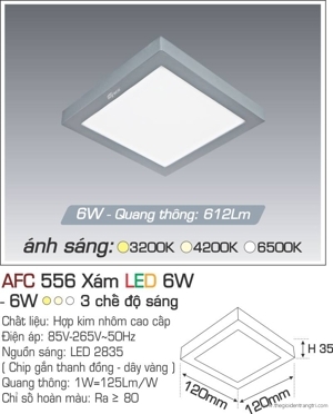 Đèn ốp trần cao cấp Anfaco AFC 556X 6W 1C